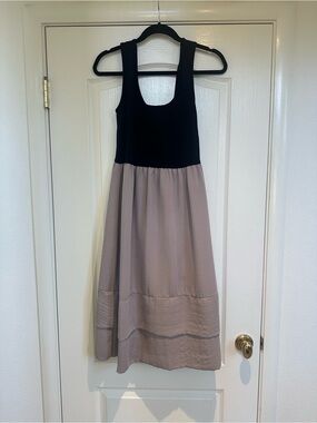 Massimo Black & Taupe Colorblock Midi Dress